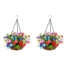 2X Artificial Hanging Flowers in Basket for Patio Lawn Garden Decor, Multicolor