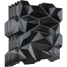 3D PVC Wall Panels Geometric Diamonds Matte Black 12 pcs 45 x 45 cm — 3d wall panels, pvc diamond panels, matte black tiles, geometric wall decor