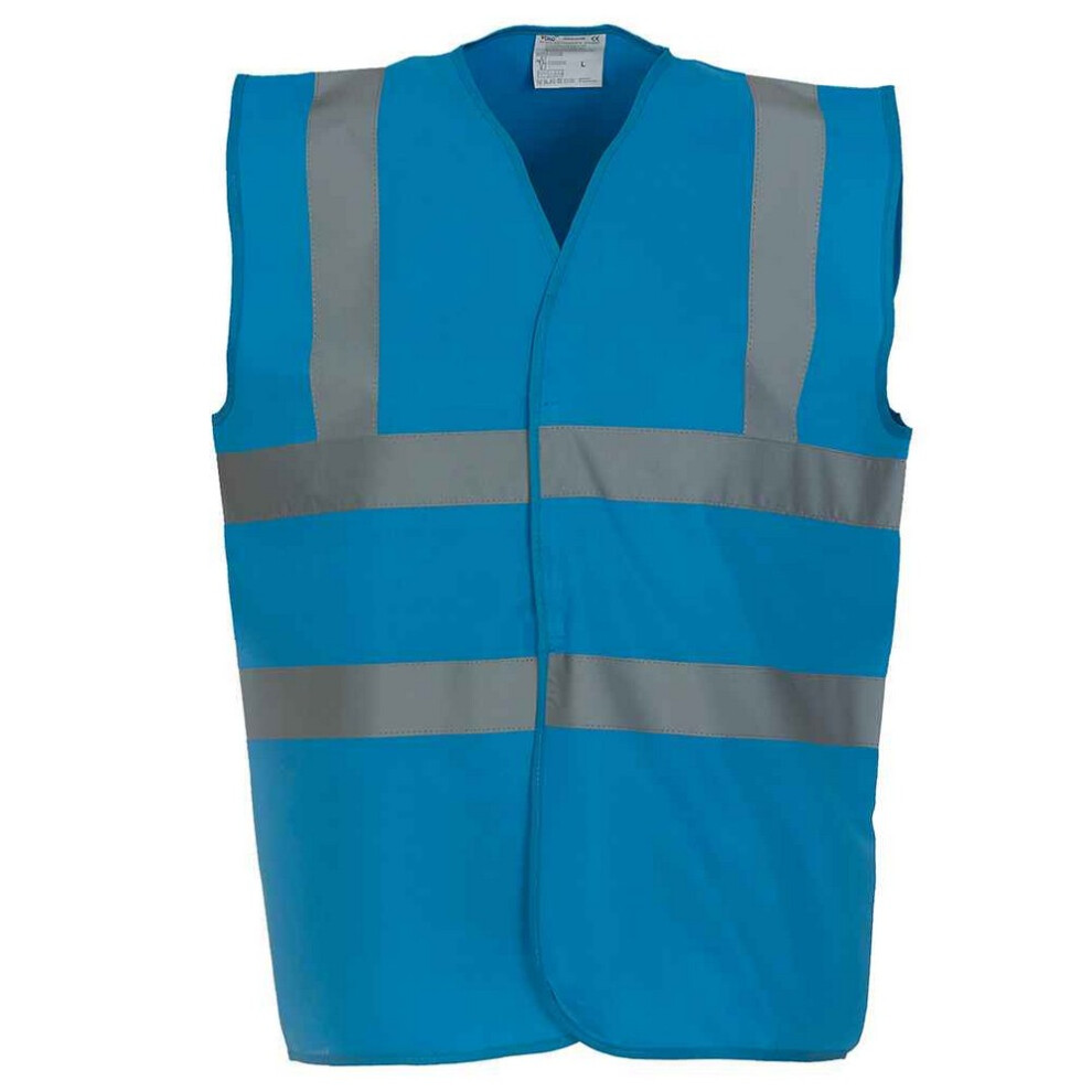 (3Xl, Sapphire Blue) Yoko Mens Band & Brace Hi-Vis Waistcoat 5063470842001