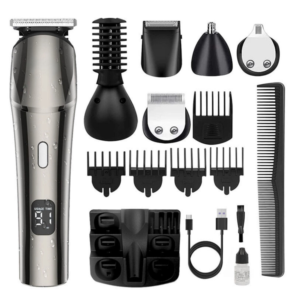 Black Beard Trimmer For Men, Grooming Kit With Mustache,Face,Nose,Body Trimmer Hair Clippers Cordless Electric Razors, For Men