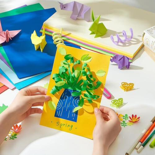 Χαρτί Origami A4 χρωματιστό 100 φύλλα, 10 φωτεινά χρώματα, διπλωτικό χαρτί 80gsm διπλής 2