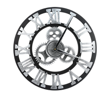 Silver Retro Wooden Wall Clock Roman Quiet Quartz Mechanism 40.6 cm — silver wall clock, roman numerals retro clock, wood wall clock