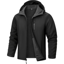 Chaqueta Softshell para Hombre Impermeable Acolchada con Forro Polar Cómoda Negra XL — abrigo senderismo invierno
