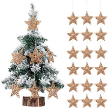 Hängende Stern-Dekorationen Weihnachten Set 18 Deko Gold 8 cm — set 18 sternen, weihnachtliche 3d sterne, goldene weihnachtsdeko