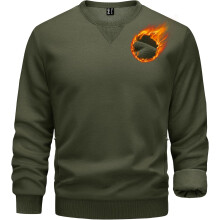 Herren-Fleece-Sweatshirt gefüttert mit Taschen ohne Kapuze Grün XL — herr fleecejacke, grüne fleecejacke, wärme pullover xl