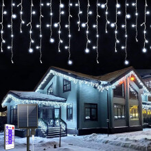 LED Light Curtain, Waterproof Decorative, Cool White 7 m — led icicle lights 7m, light curtain ip44, led cold white, solar led string lights