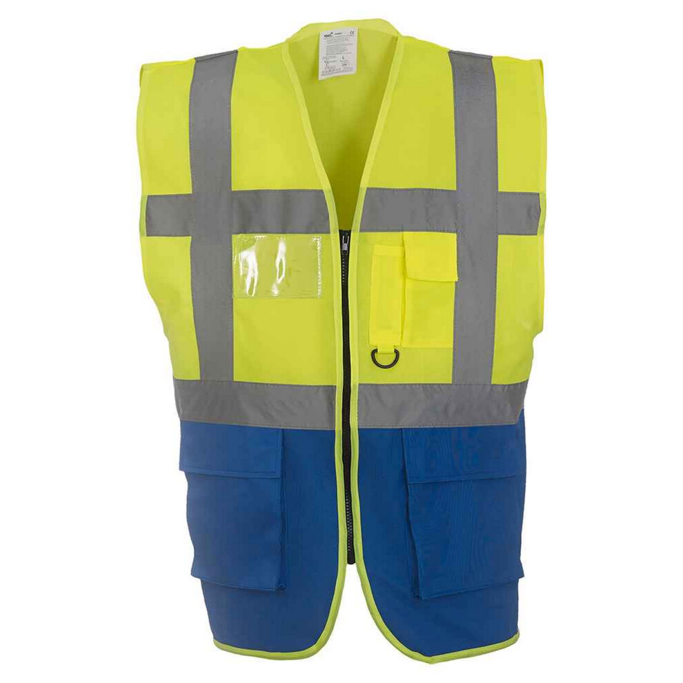(3Xl, Yellow/Royal Blue) Yoko Unisex Adult Executive Hi-Vis Waistcoat 5063527581099