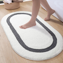 Alfombra de baño ovalada antideslizante absorbente agradable gris 61x92 cm — alfombra baño, alfombra baño suave