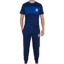 Chelsea Official Football Gift Mens Premium Long Pyjamas Set Navy Medium