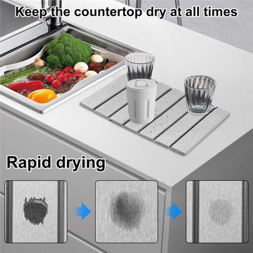 Kitchen Drying Mat Foldable Absorbent Drying Mat Nonslip Drying Pad Coffee Dish Drainer Mat Stone Kitchen Accessories 2
