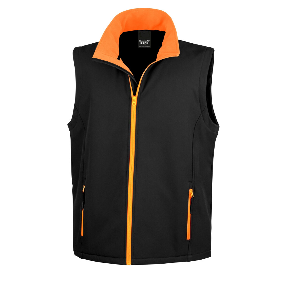 Result (2Xl, Black / Orange) Mens Core Printable Softshell Bodywarmer Orange,Black