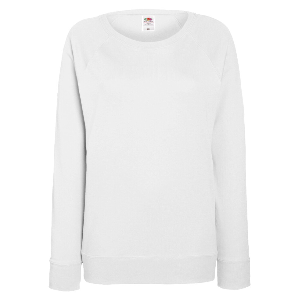 Fruit Of The Loom (2Xl, White) Ladies Fitted Lightweight Raglan Sweatshirt (240 Gsm)