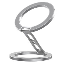 Phone 360 Rotation Double-Sided Magnetic Holder for Portable Metal Finger Stand for Smartphone Sliver