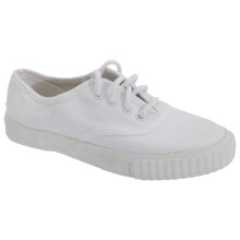 (12 UK Junior, White) Dek Kids Unisex Junior Lace White Canvas Gym Plimsolls