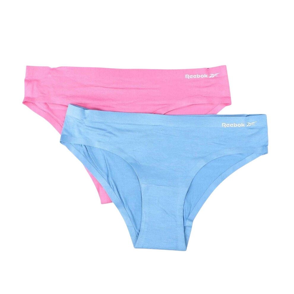 Reebok (S, Blue/Pink) Womens/Ladies Plain Briefs (Pack Of 2)