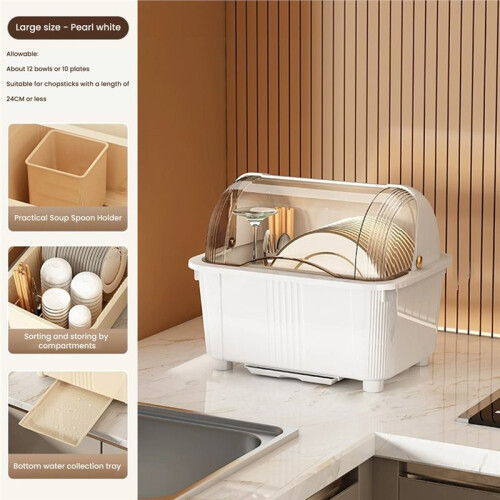 Large Capacity Kitchen Bowl Storage Organizer Dish Shelf Dustproof Drainage Storage Box Draining Dish Dryer Kitchen A 1