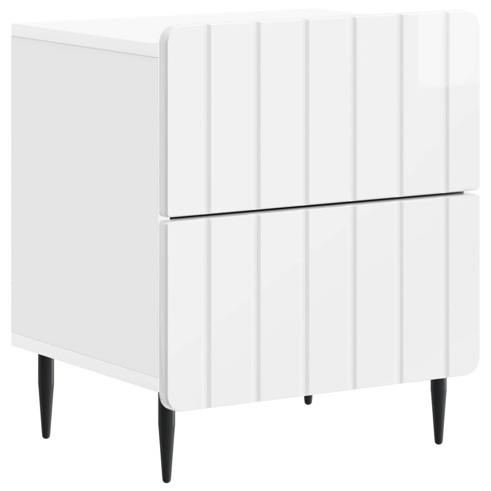 Vidaxl Bedside Cabinet High Gloss 43 X 34.5 X 49.5 Cm White