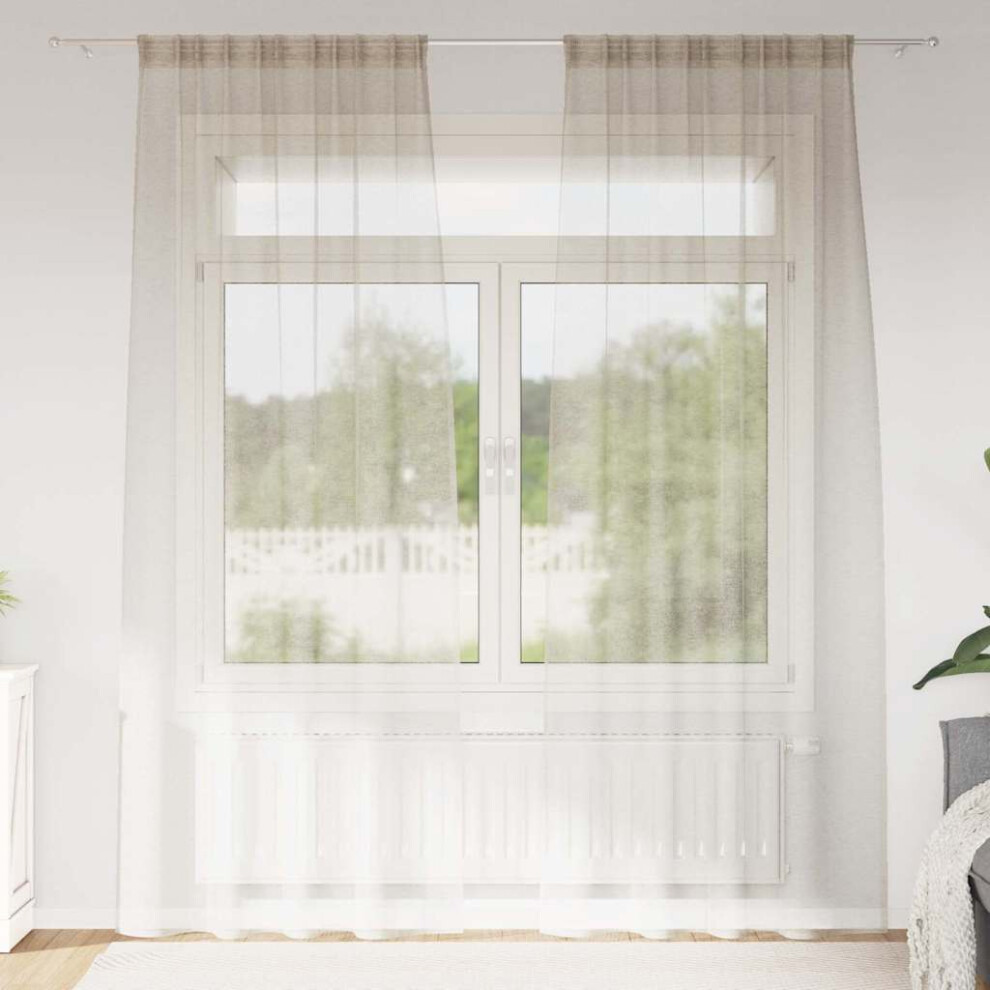 Vidaxl Voile Curtain With Curtains 2 Pcs Sand 225 X 140 Cm Polyester