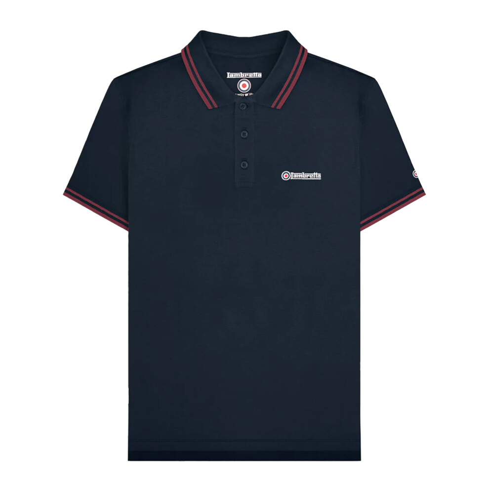Lambretta (5Xl, Dark Navy/Burgundy) Mens Tipped Big & Tall Polo Shirt Multicoloured