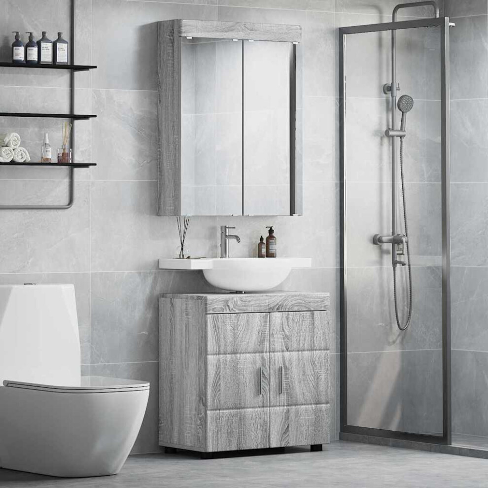 Vidaxl Bathroom Furniture Set Tulum 2 Pcs Grey Sonoma 60 X 34 X 63 Cm