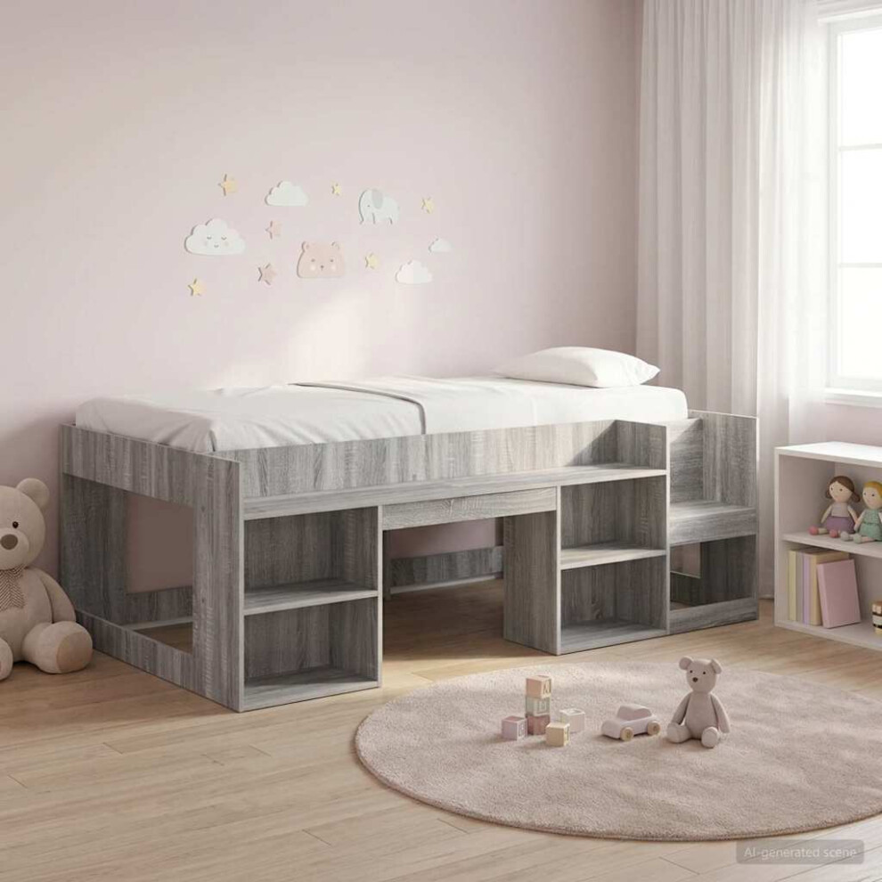 Vidaxl Kids'bed Frame With Storage Sonoma 90 X 190 Cm Grey