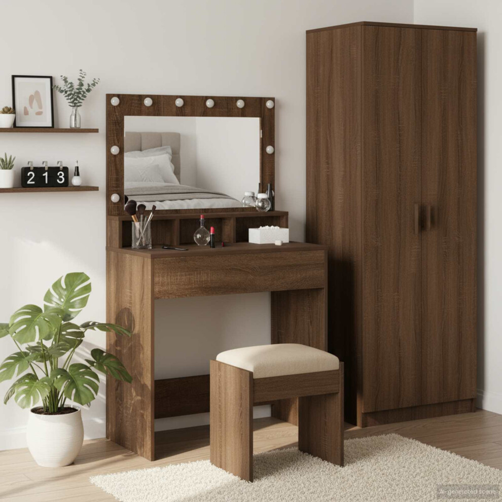 Vidaxl Dressing Table Brown Oak 75.5 X 41 X 135 Cm Engineered Wood
