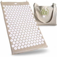 Eco-Friendly Acupressure Pillow Mat Organic Linen 8820 Nubs Beige — acupressure mat, acupressure pillow, eco acupressure mat, beige spike mat