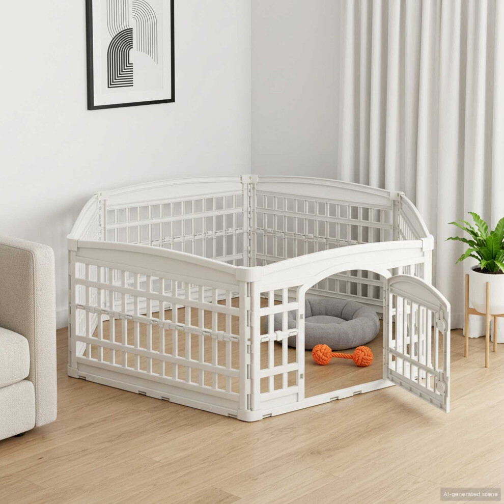 Vidaxl 6 Panel Dog Playpen White 179 X 151 X 58 Cm Plastic