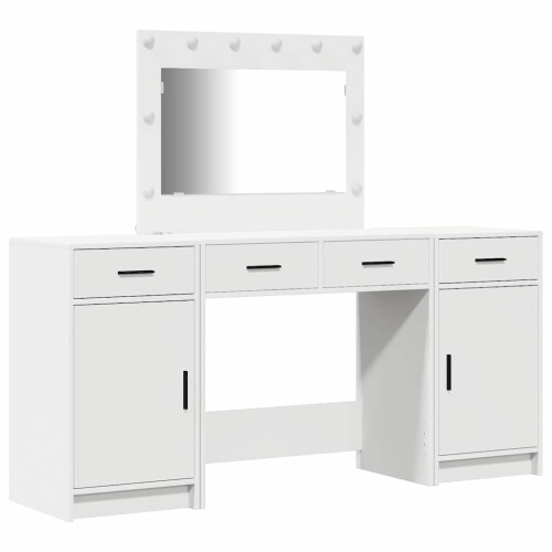 VidaXL vidaXL Dressing Table with Mirror Lights 3 pcs White Engineered Wood 1