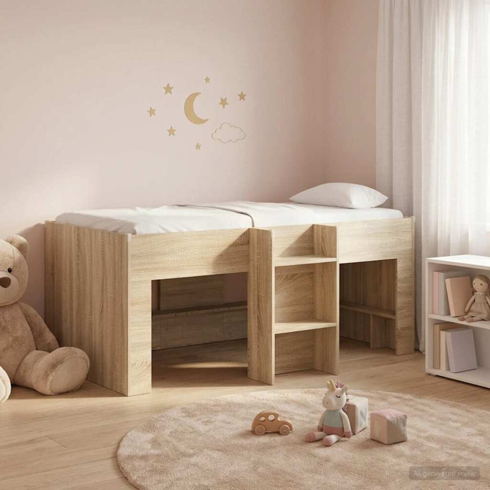 Vidaxl Kids'high Bed Frame 2 Pcs Sonoma 163 X 101.1 X 68.5 Cm