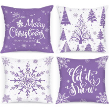 Fundas de Cojín Decorativas Navideñas 4 Unidades 40x40 cm Moradas — cojines salon invierno, textiles hogar navidad