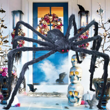 Gigantischer Riesenspider Deko Halloween 200 cm Realistisch Schwarz — riesige halloween spinne, deko spinne 200 cm, haarige realistische spinne