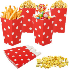 Popcorn Bags Paper Retro Set of 40 Pieces Red with Dots — popcorn containers, paper bags, red polka dot, snack packaging