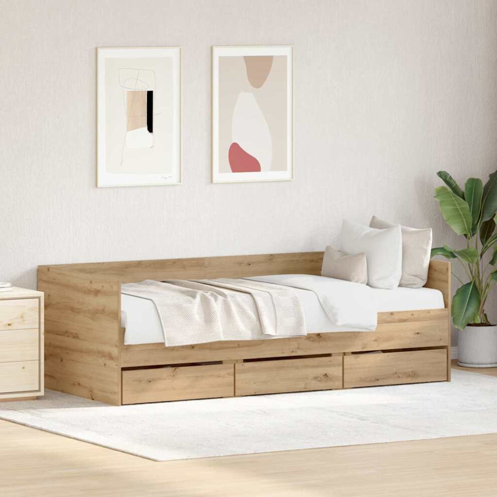 Vidaxl Daybed With Headboard Artisan Oak 90 X 200 Cm Engineered Wood