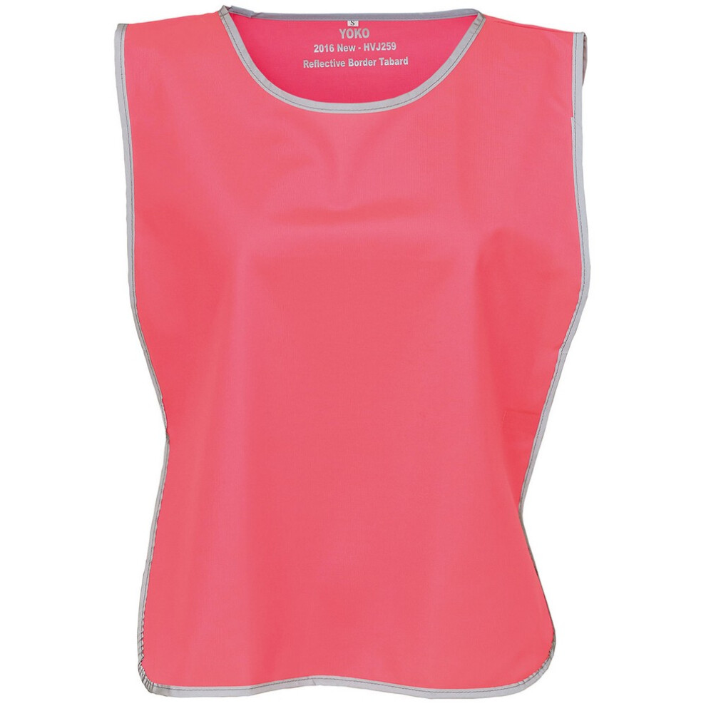 (S-M, Fluorescent Pink) Yoko Unisex Adult Contrast Hi-Vis Tabard 5063527886576
