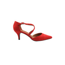 (6 UK, Red) Where's That From Womens/Ladies Kennedi Suede Crossover Strap Kitten Heel Shoes