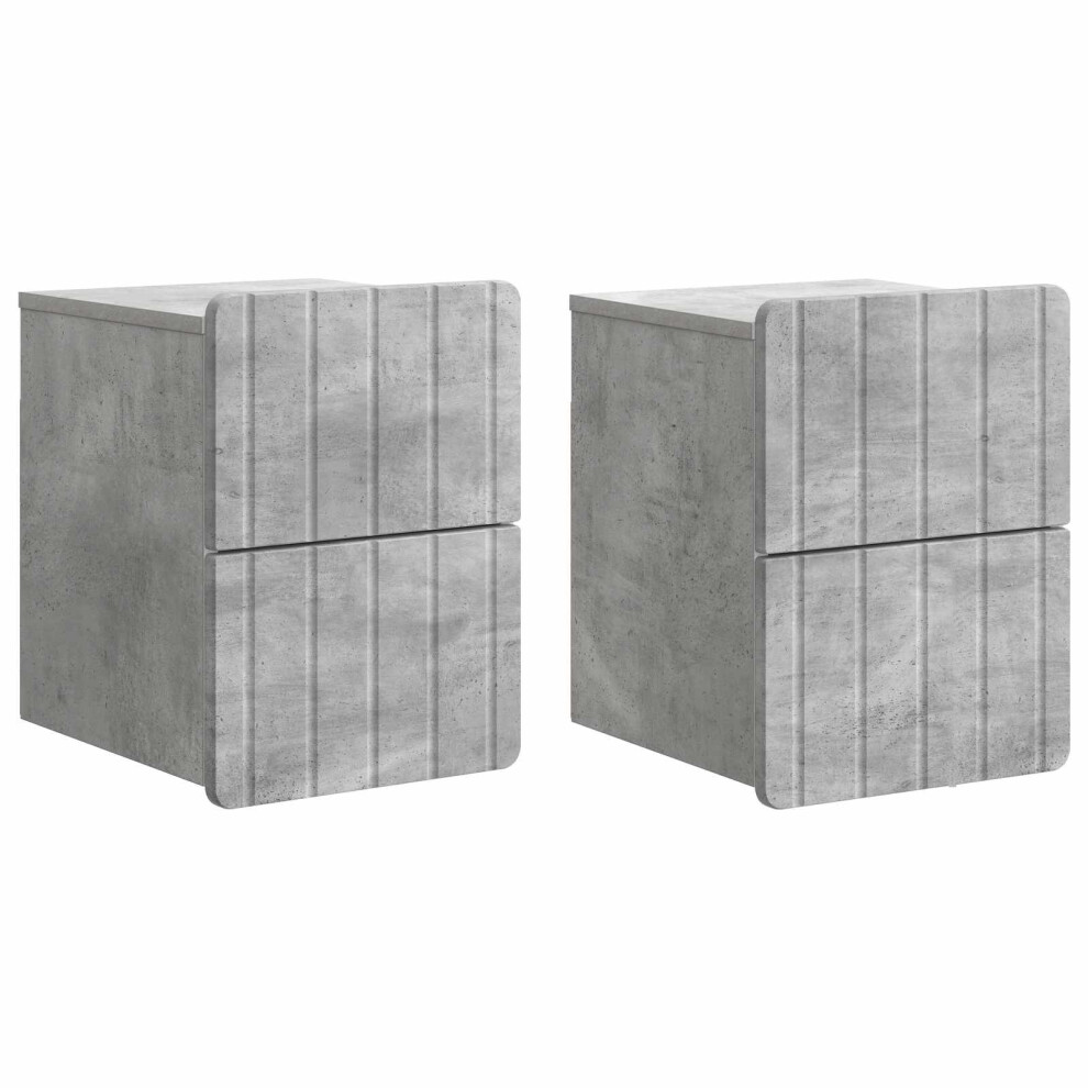 Vidaxl Wall-Mounted Bedside Cabinet With Drawer 2 Pcs Concrete Grey