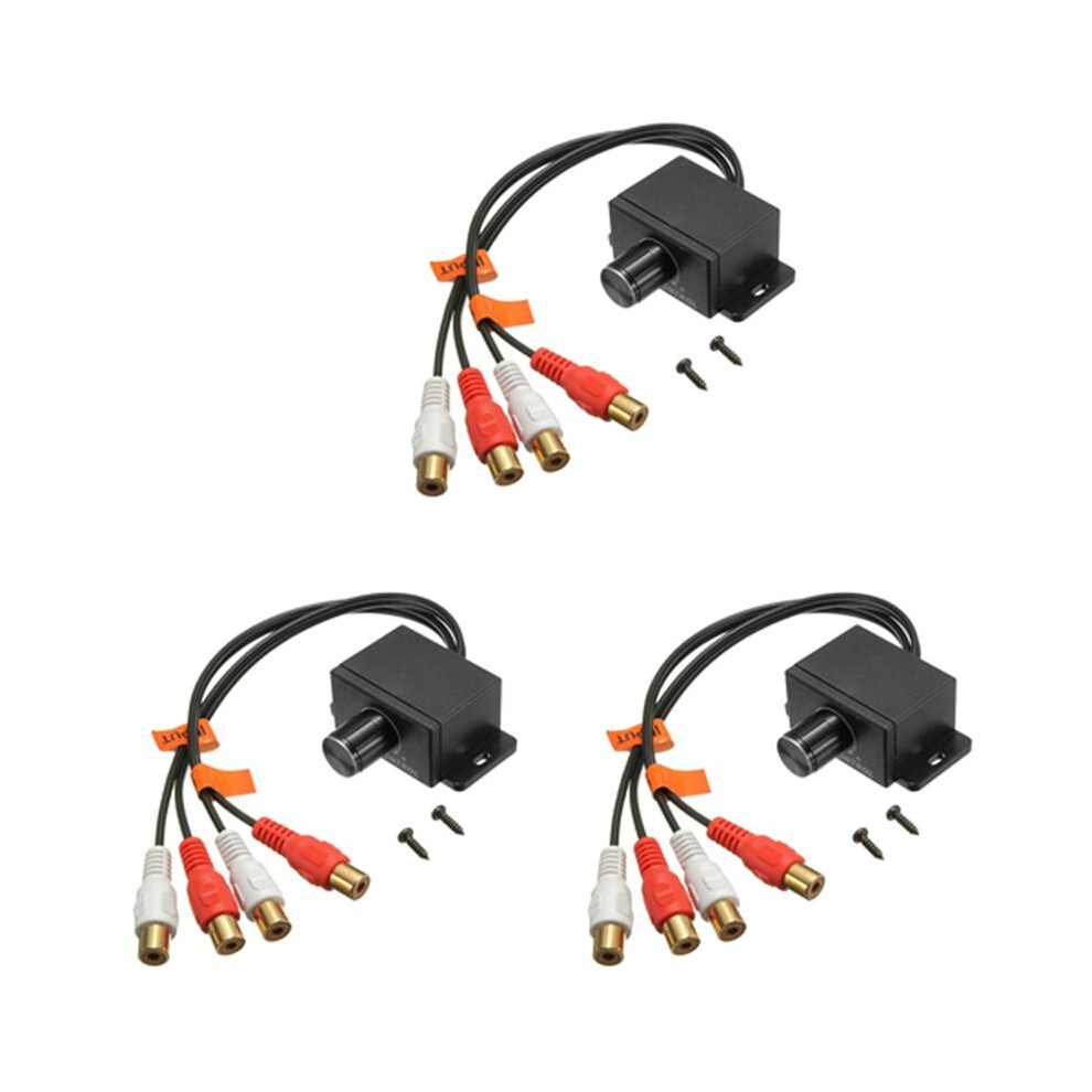 3X Universal Amplifier Bass Rca Gain Level Volume Control Knob For Car Home Black 6033930490225