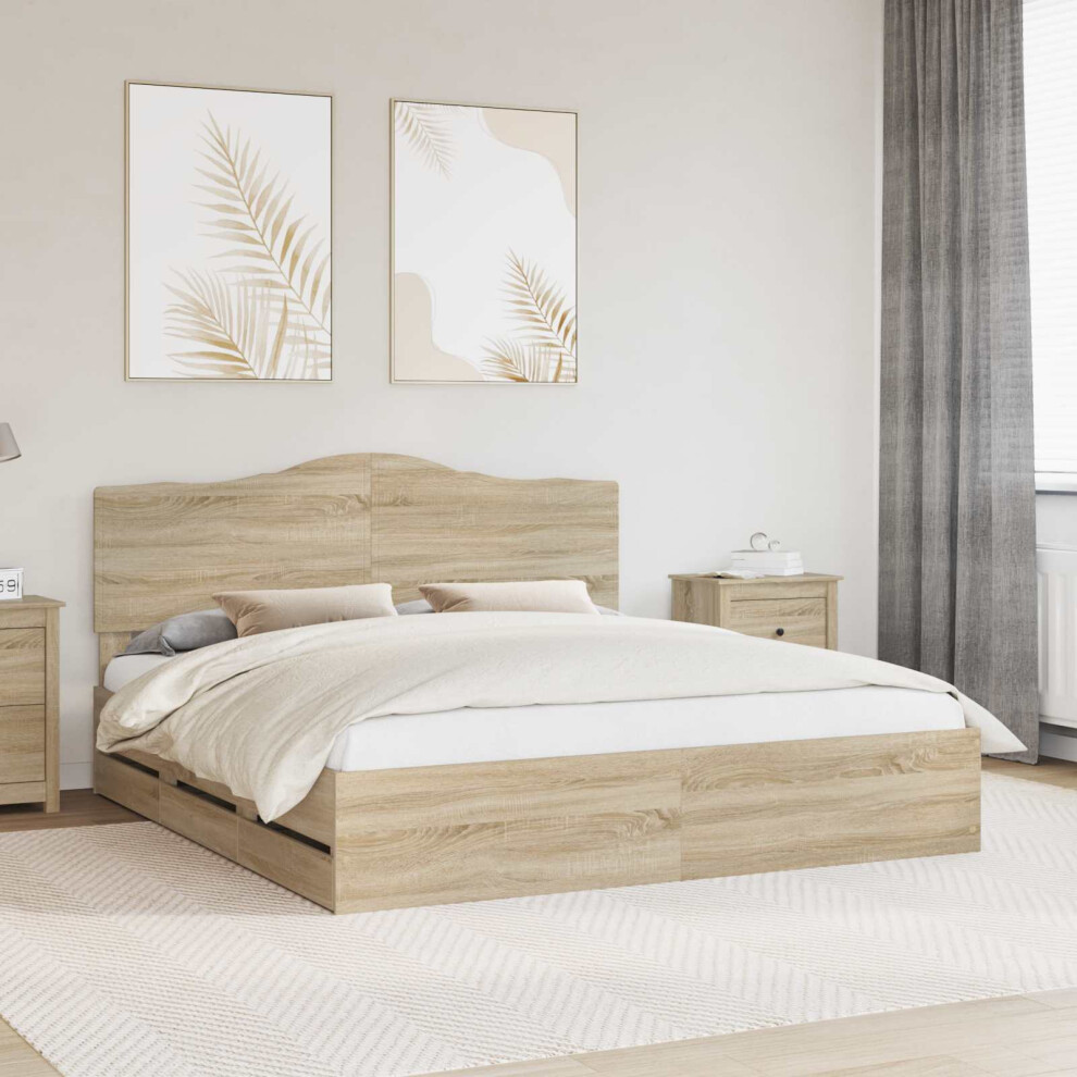 Vidaxl Bed Frame With Drawer Sonoma Oak 200 X 200 Cm Engineer Wood