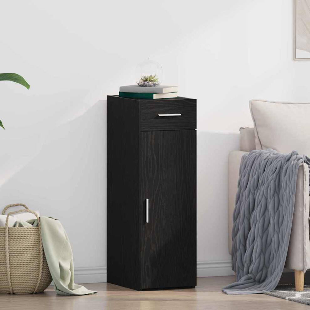 Vidaxl Sideboard With Drawer Oak 30 X 42.5 X 93 Cm Black