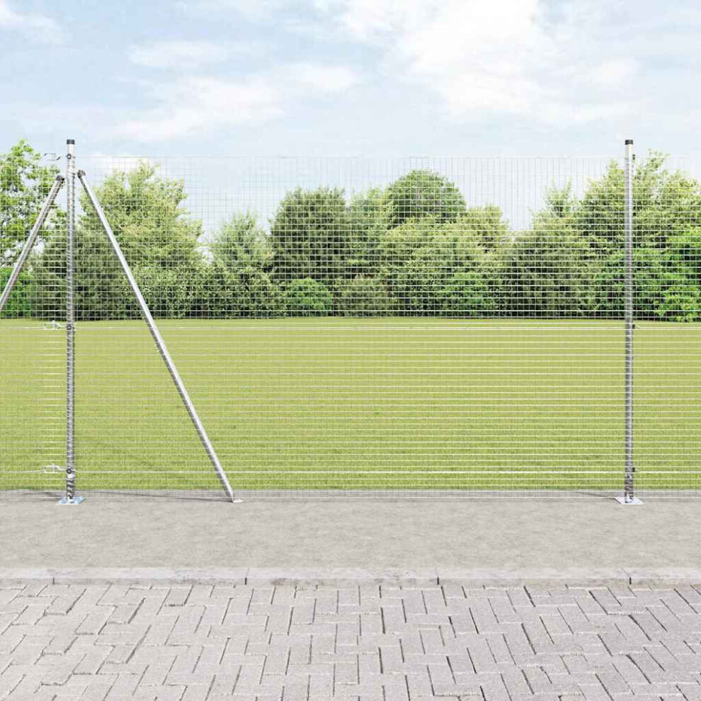 Vidaxl Welded Wire Fence With Concrete Base 10 X 1.6 M Silver Mesh