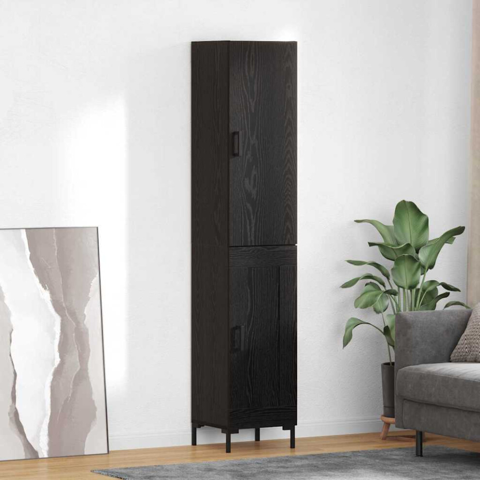 Vidaxl Highboard Black Oak 34.5 X 34 X 180 Cm Engineered Wood