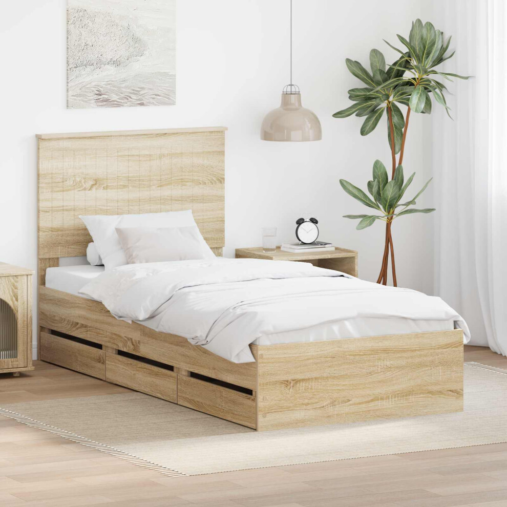 Vidaxl Bed Frame With Drawer Sonoma Oak 90 X 200 Cm Engineer Wood