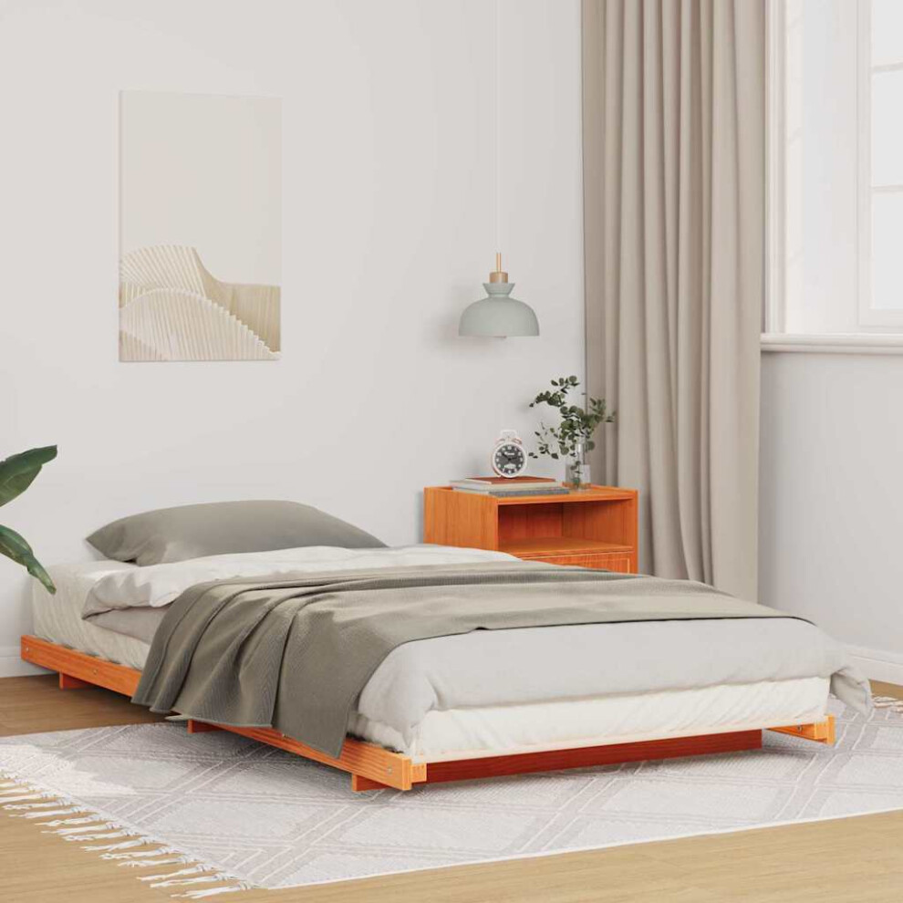 Vidaxl Bed Frame Wax 90 X 210 Cm Solid Pine Wood Brown