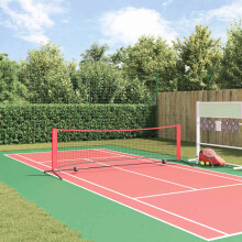 vidaXL Tennis Net Folding Black and Red 301 x 90.5 x 87 cm Polyester