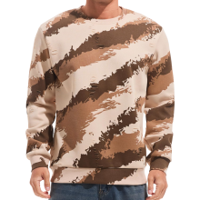 Herren Fleece-Sweatshirt Crewneck Casual Gefüttert Moro Camouflage Beige L — heren fleece pullover, männlicher crewneck pullover