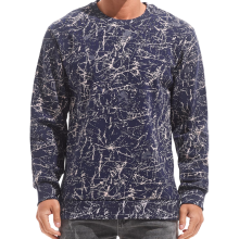 Sweat polaire pour homme Crewneck décontracté isolé chaud doublure bleue L