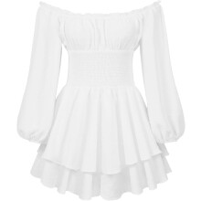 Robe d’été pour femme, mini évasée, fluide, blanche, modèle A-line XL — robe dos nu, tenue cocktail femme