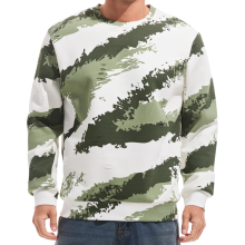 Herren Fleece-Sweatshirt Crewneck Casual Gefüttert Tarnung Weiß Grün M — herren fleece pullover, wärmender crewneck pullover, moro hoodie m