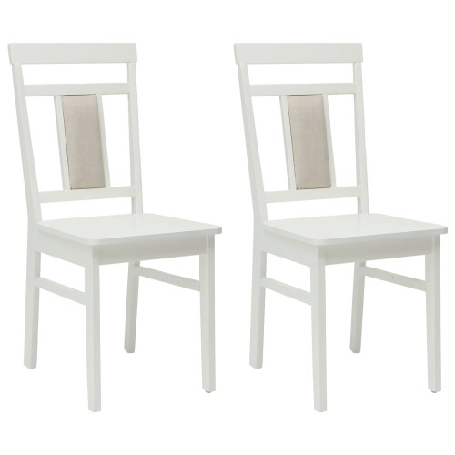 VidaXL vidaXL Dining Chair 2 pcs White Solid Rubber Wood 2